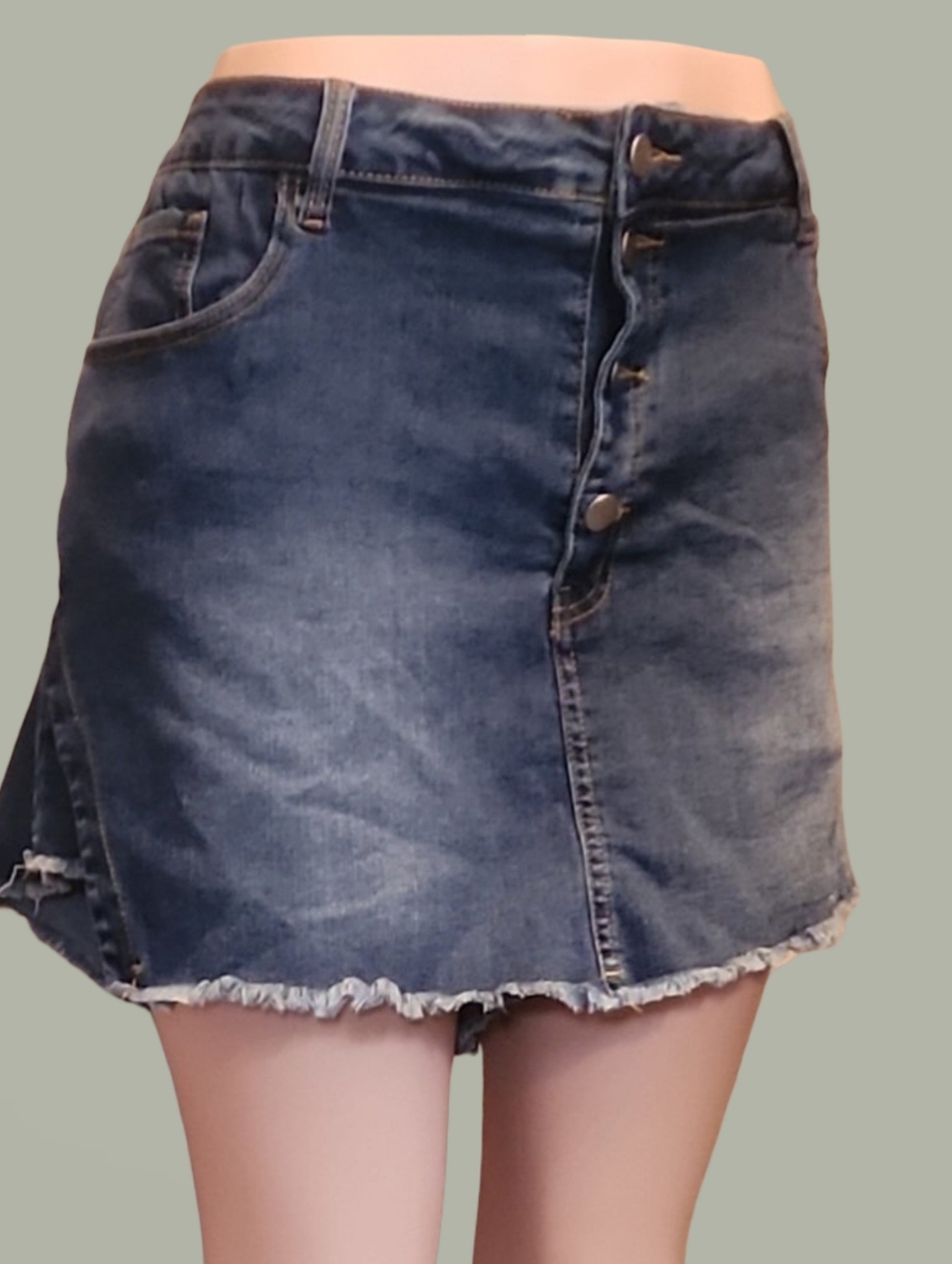 Frayed Hem Denim Button Front Skort 4X Plus Size Casual Cowgirl Alternative Hot
